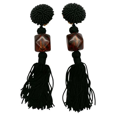 etsy ysl tassel earrings|Vintage YSL Tassel Dangling Earrings .